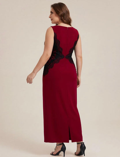 Elegant Plus Size Sleeveless Colorblock Lace Applique Maxi Dress - Free Shipping