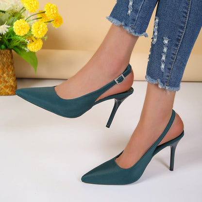 Pointed Toe PU Upper Open-Toe Buckle Stiletto High Heels - Free Shipping