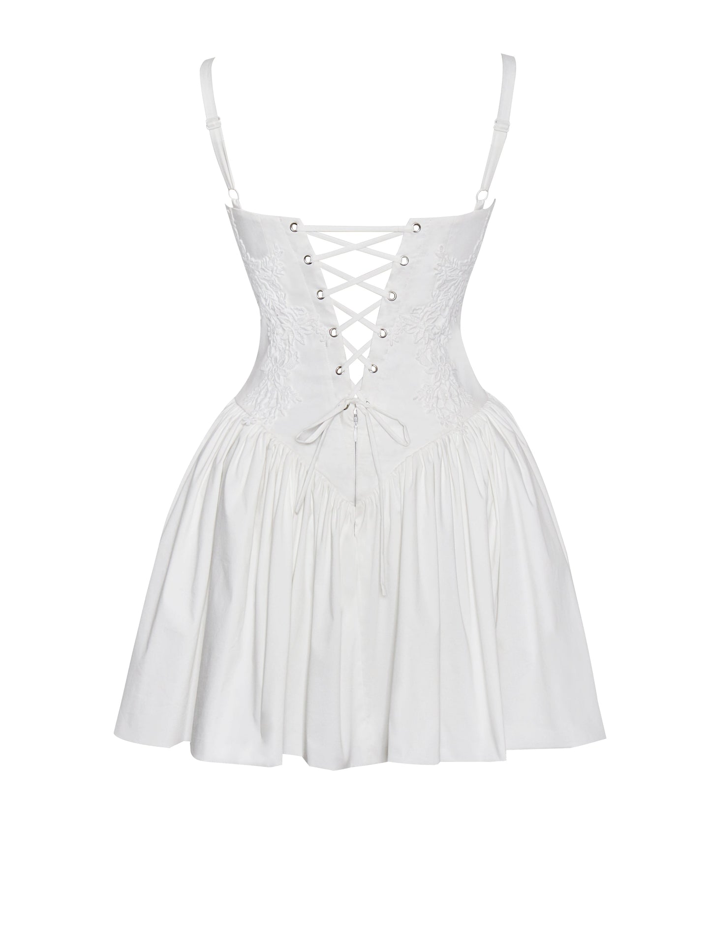 Miss Circle Kadi White Cotton Drop Waist Corset Mini Dress - Free Shipping