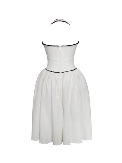 Miss Circle Natalie U Neck Halter Drop Waist Tweed Midi Dress - Free Shipping