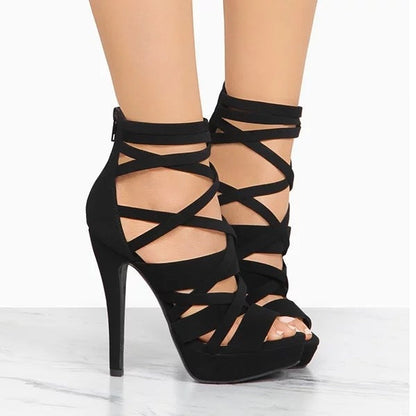Vintage PU Leather High Heel Buckle High Heels - Free Shipping