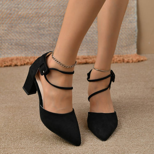 Pointed Toe Buckle Strap High Heel Sandals - Free Shipping