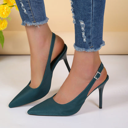 Pointed Toe PU Upper Open-Toe Buckle Stiletto High Heels - Free Shipping