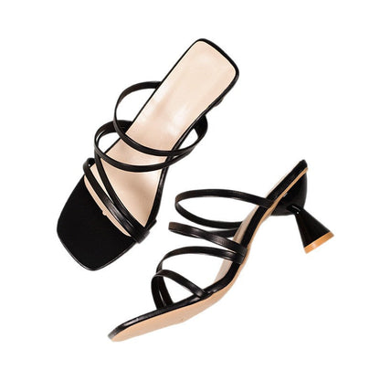 Plus-Size Square Toe Stiletto Heel Sandals - Free Shipping