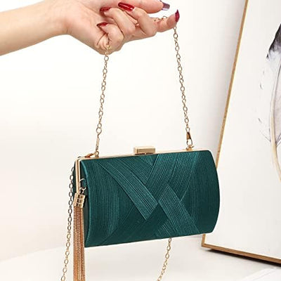 Luxury Silk Clutch with Sophisticated Tassel Charm: Ideal for Prom,Weddings and Galas