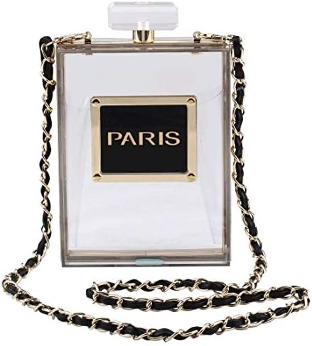 Parisian Perfume Bottle-Inspired Evening Clutch - Vintage Style Accessory with Chain Strap - Free Shipping