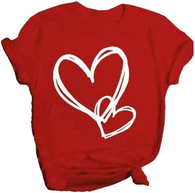 Chic Love Heart T-Shirts - Women's Fashionable Graphic Tops