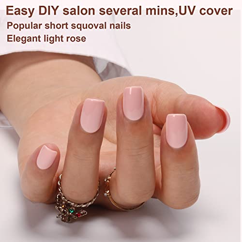 Elegant Square-Oval Press-On Nails - Durable ABS Reusable UV Gloss Manicure Set