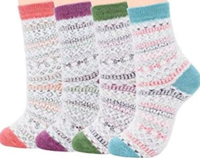 Winter Wool Blend Women's Socks - Cozy Multi Pack Crew Cut Socks