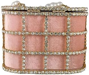 Glamorous Rhinestone-Encrusted Bucket Clutch - Elegant Pearl Handle Detail for Special Occasions