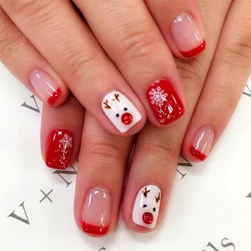 Christmas Tree Design Press-On Nails Short Square Acrylic Set 24pcs Stick-On Manicure-Free Shipping