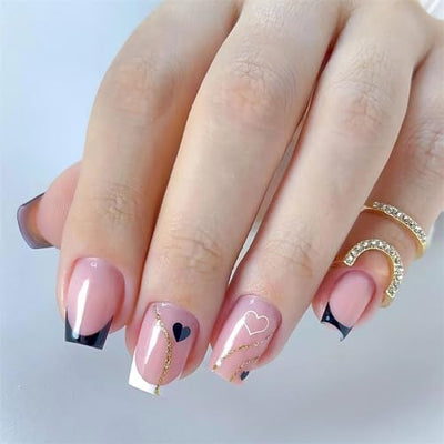 Elegant Square Press-On Nails with Stylish Design - Quick Manicure for All Occasions