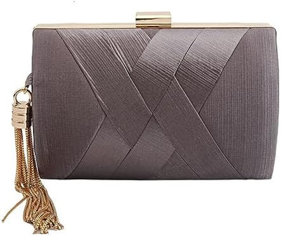 Luxury Silk Clutch with Sophisticated Tassel Charm: Ideal for Prom,Weddings and Galas