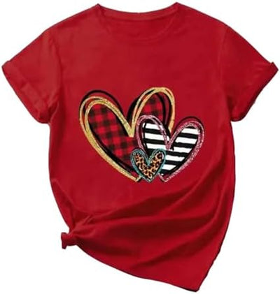 Chic Love Heart T-Shirts - Women's Fashionable Graphic Tops