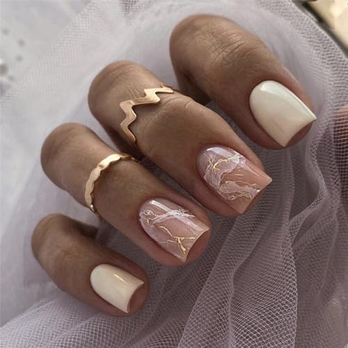 Elegant Square Press-On Nails with Stylish Design - Quick Manicure for All Occasions