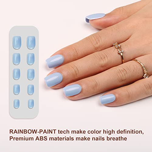 Elegant Square-Oval Press-On Nails - Durable ABS Reusable UV Gloss Manicure Set