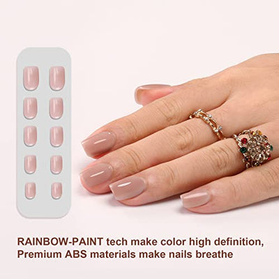 Elegant Square-Oval Press-On Nails - Durable ABS Reusable UV Gloss Manicure Set