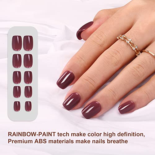 Elegant Square-Oval Press-On Nails - Durable ABS Reusable UV Gloss Manicure Set