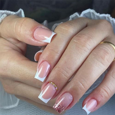 Elegant Square Press-On Nails with Stylish Design - Quick Manicure for All Occasions