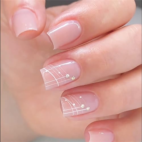 Elegant Square Press-On Nails with Stylish Design - Quick Manicure for All Occasions