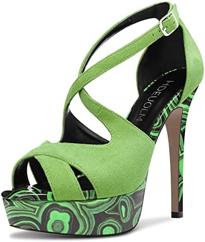 Vibrant Statement Pop Art Stiletto Platform Ankle Strap Heels 4.7in