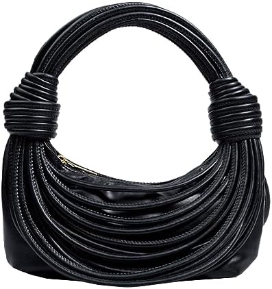 Chic Woven Hobo Handbag - Versatile Knotted Satchel for Evening and Casual Wear