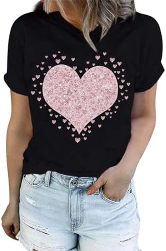 Chic Love Heart T-Shirts - Women's Fashionable Graphic Tops