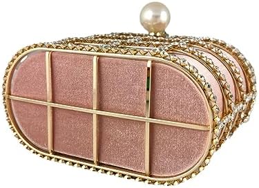 Glamorous Rhinestone-Encrusted Bucket Clutch - Elegant Pearl Handle Detail for Special Occasions