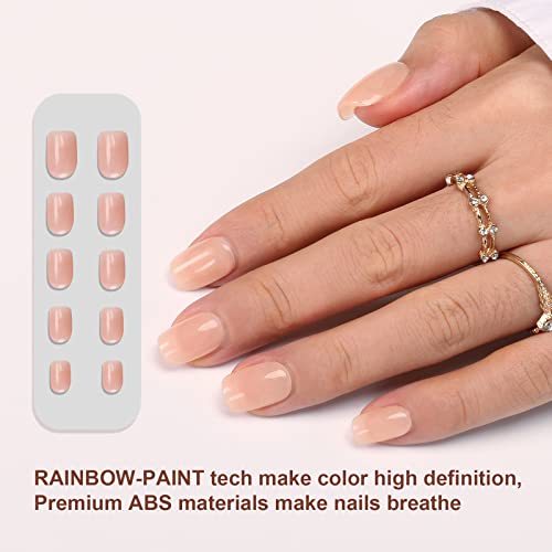 Elegant Square-Oval Press-On Nails - Durable ABS Reusable UV Gloss Manicure Set