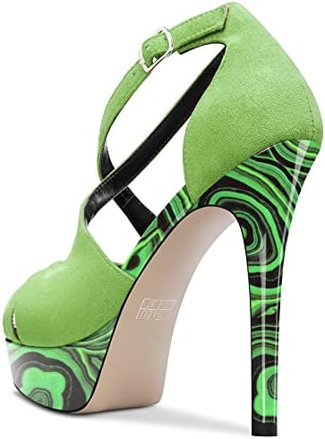 Vibrant Statement Pop Art Stiletto Platform Ankle Strap Heels 4.7in