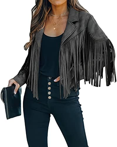 Trendy White Women’s Leather Boyfriend Cropped Jacket with Tassels Edgy and Trendy-Free Shipping