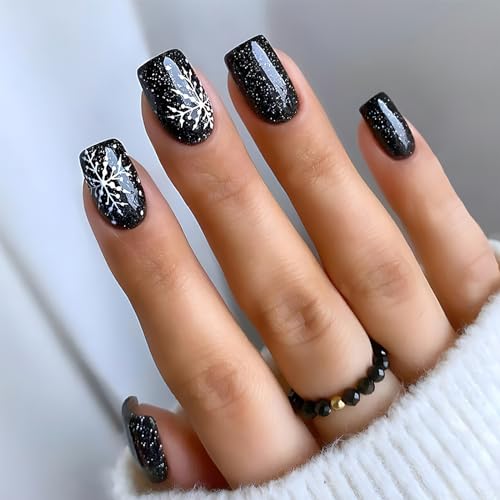 Christmas Tree Design Press-On Nails Short Square Acrylic Set 24pcs Stick-On Manicure-Free Shipping