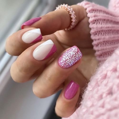 Elegant Square Press-On Nails with Stylish Design - Quick Manicure for All Occasions