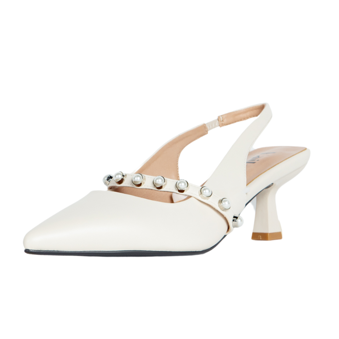 Sophia Slingback Pumps Ivory Extended Sizes - Free Shipping