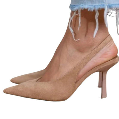 Elegant Pointed Toe Satin Slip-On High Heels with Buckle - Free Shipping