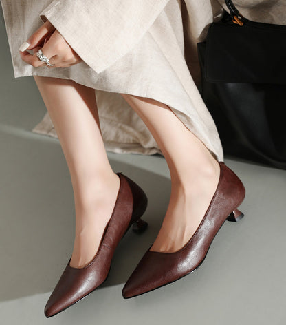 Pointed-Toe Cowhide Kitten Heels - Free Shipping