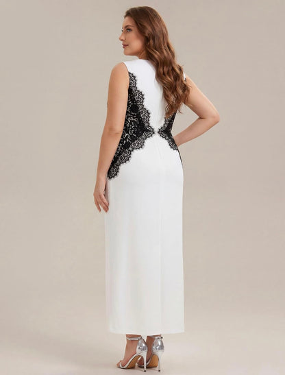 Elegant Plus Size Sleeveless Colorblock Lace Applique Maxi Dress - Free Shipping