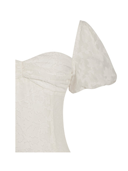 Miss Circle Pandora White Bubble Sleeve Backless Maxi Dress - Free Shipping