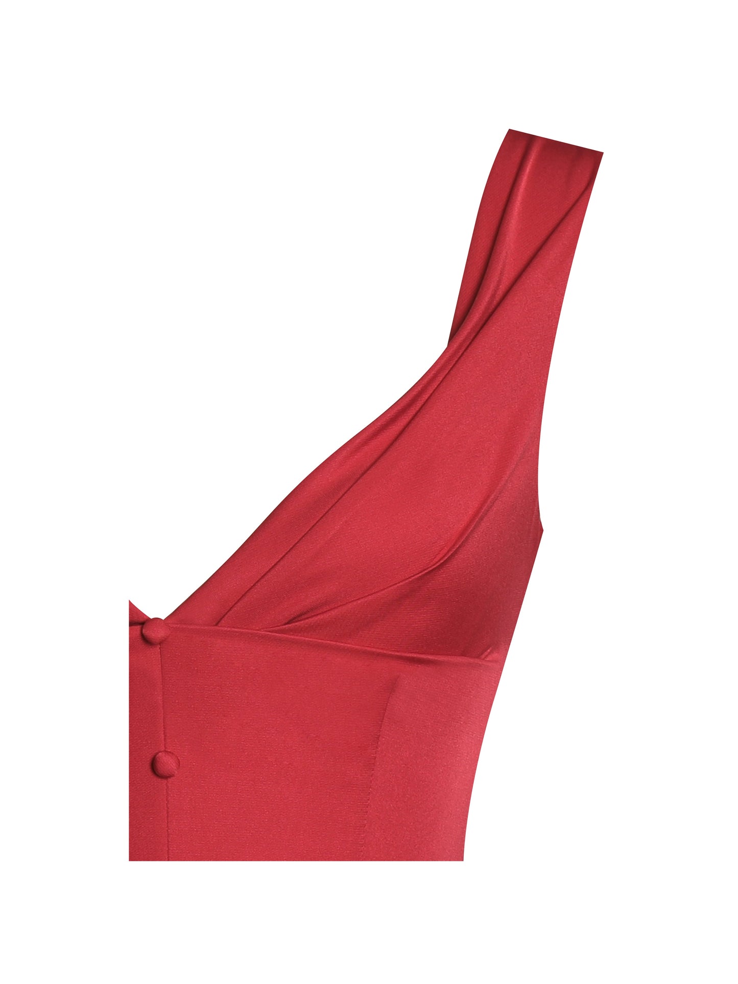 Miss Circle Nahla Red Drop Waist Midi Dress with Buttons - Free Shipping