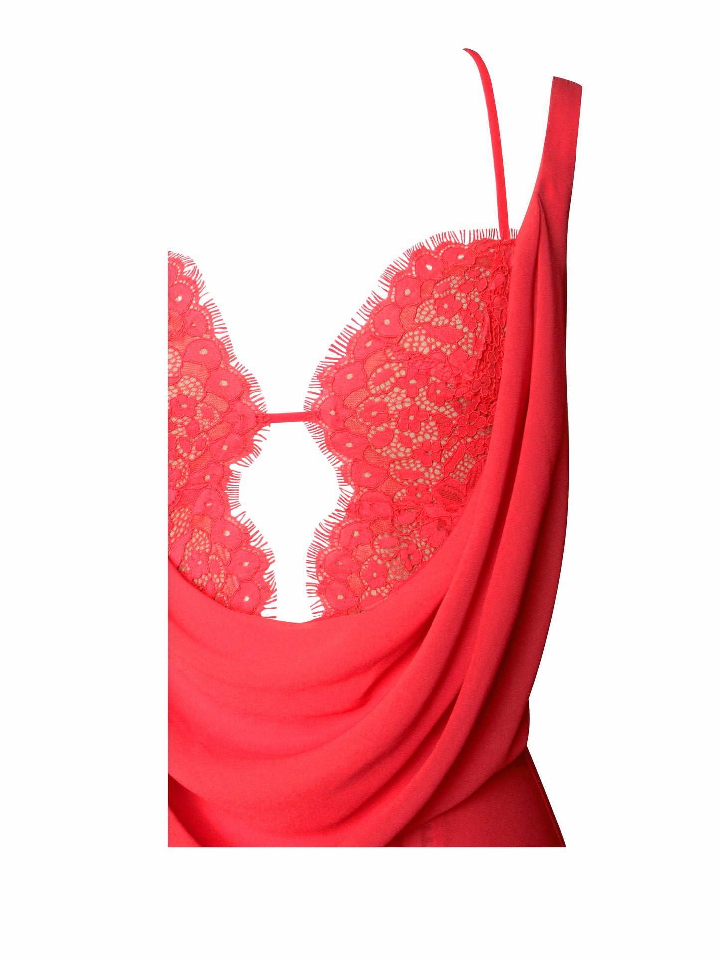 Miss Circle Ulanda Red Chiffon Lace Backless Maxi Train Dress - Free Shipping