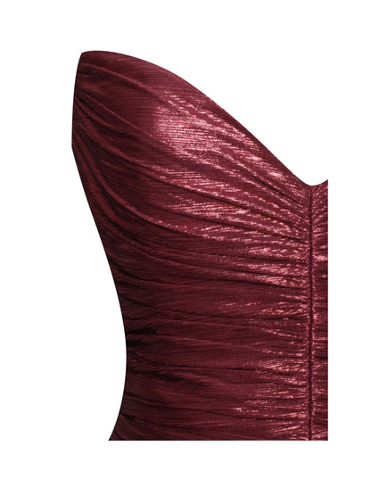 Miss Circle Sable Ruched Burgundy Glitter Mermaid Gown - Free Shipping