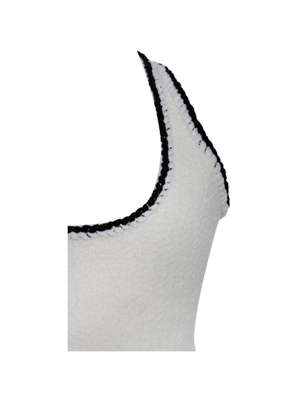 Miss Circle Natalie U Neck Halter Drop Waist Tweed Midi Dress - Free Shipping