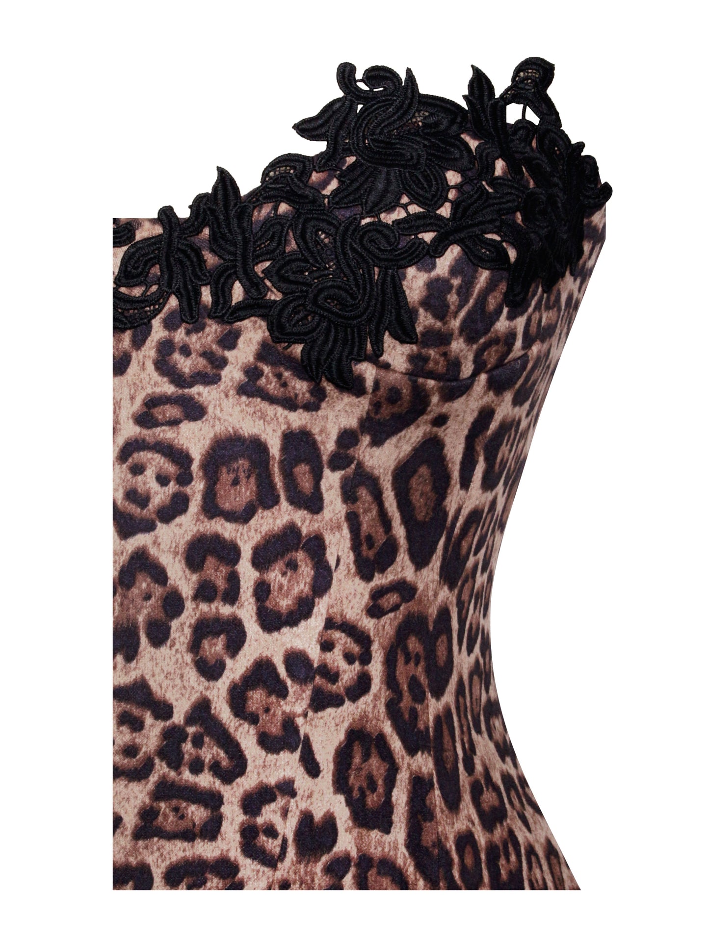 Miss Circle Uchenna Cheetah Print Stretchy Strapless Midi Dress with Lace Trim - Free Shipping
