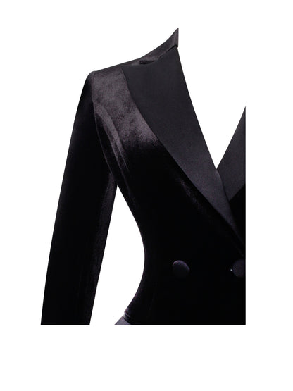 Miss Circle Calista Black Velvet Blazer Mini Dress - Free Shipping