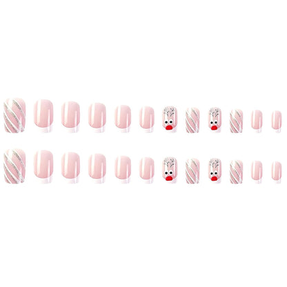 Christmas Santa Design Press-On Nails Short Square Acrylic Set 24pcs Stick-On Manicure-Free Shipping