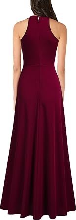 Chic Halter Hi-Lo Slit Fit and Flare Maxi Dress-Free Shipping