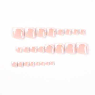 Chic Design Press On Fake Toenails, 24Pcs Square Shape, Glitter and Glossy Full Cover Acrylic-Free Shipping