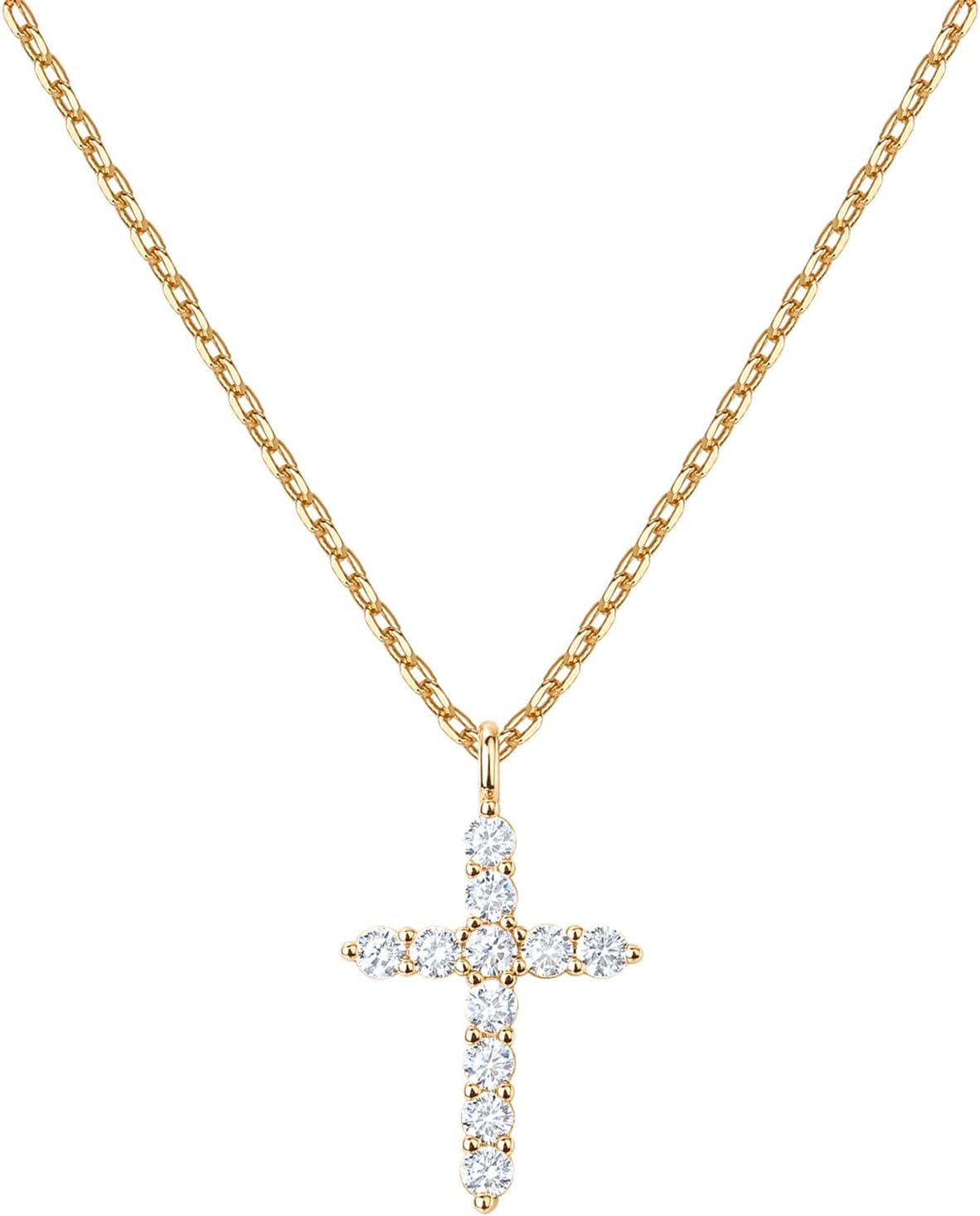 Sparkling Cross Faith Pendant 14K GP Cubic Zirconia Necklace - Free Shipping