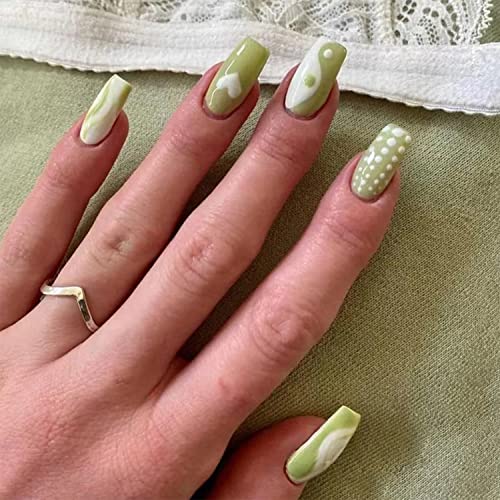 Elegant Square Press-On Nails with Stylish Design - Quick Manicure for All Occasions