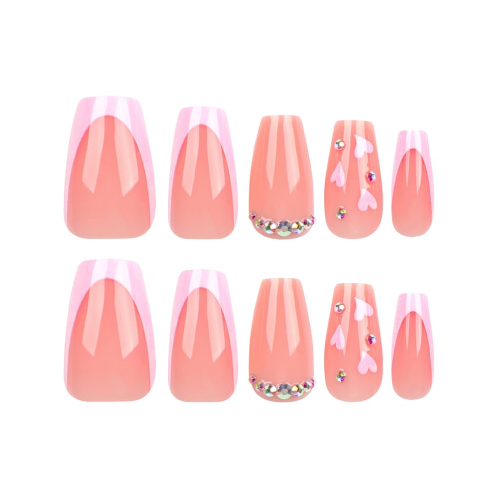 Trendy Press-On Nail Collection – Complete Press-On Gel Nail Kit, Medium Length with Unique Designs- Free Shipping